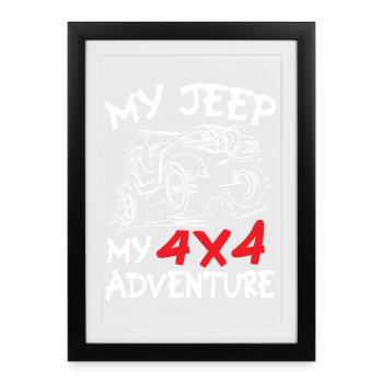 Mes Jeeps Mon Aventure - Affiche encadrée (27 × 37 cm) - noir - Devant
