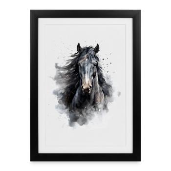 Black Horse - Framed poster (27 × 37 cm) - black - Front