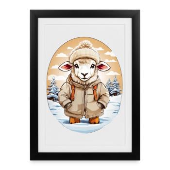 Mouton câlin doux - Affiche encadrée (27 × 37 cm) - noir - Devant