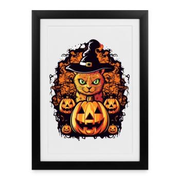 Cat Magic Halloween Design - Framed poster (27 × 37 cm) - black - Front