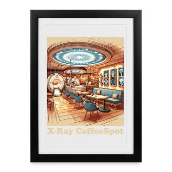 Café Radiologie Art médical Barista Manip Radio - Affiche encadrée (27 × 37 cm) - noir - Devant