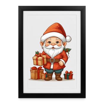 Gnome de Noël - Affiche encadrée (27 × 37 cm) - noir - Devant