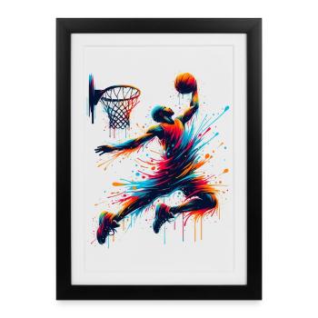 Explosion of Colors Basketball - Artistic T-Shirt - Framed poster (27 × 37 cm) - black - Front