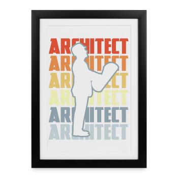 Architecte rétro - Affiche encadrée (27 × 37 cm) - noir - Devant