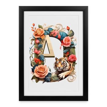 Tiger and Flowers Ring - Framed poster (27 × 37 cm) - black - Front