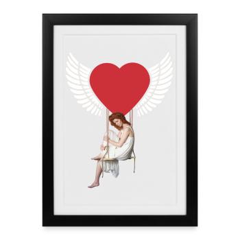 Heart Girl Woman Wings Fantasy Valentine Fantasy - Framed poster (27 × 37 cm) - black - Front