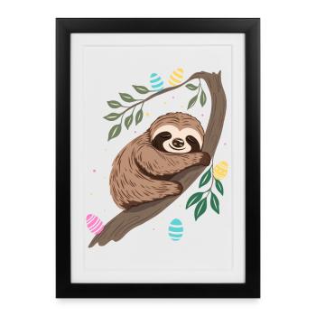 Easter Sloth with Easter Eggs - Framed poster (27 × 37 cm) - black - Front