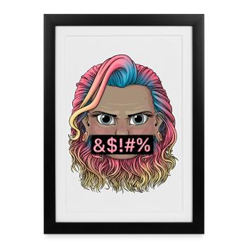 Expressive Reva Prisma mad with Colourful Hair - Framed poster (27 × 37 cm) - black - Front