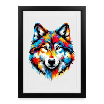 Loup - Affiche encadrée (27 × 37 cm) - noir - Devant