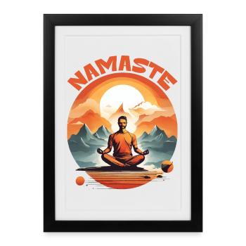 SÉRÉNITÉ AU MILIEU DES SOMMETS : YOGA NAMASTE - Affiche encadrée (27 × 37 cm) - noir - Devant