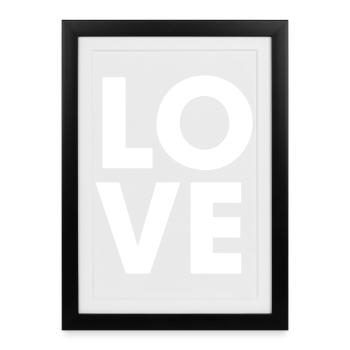 Love Square Typo - Framed poster (27 × 37 cm) - black - Front