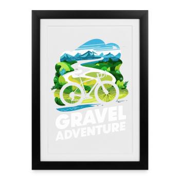 Mountain Biking Gravel Adventure Scene - Framed poster (27 × 37 cm) - black - Front