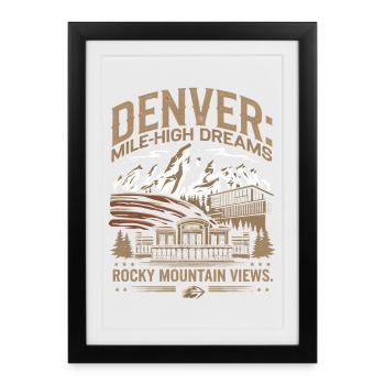 Denver : rêves d’un kilomètre de haut, vue sur les montagnes - Affiche encadrée (27 × 37 cm) - noir - Devant