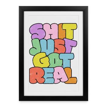 Bright Colourful Slang Typography Design - Framed poster (27 × 37 cm) - black - Front