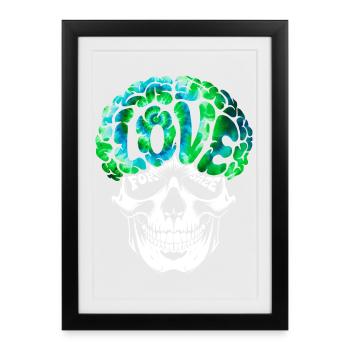 T-shirt psychédélique Skull Brain Love - Affiche encadrée (27 × 37 cm) - noir - Devant