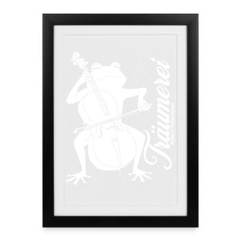 Grenouille joue la rêverie du violoncelle - Affiche encadrée (27 × 37 cm) - noir - Devant
