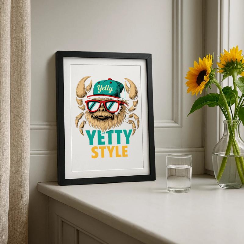 Graphisme Yeti Style Yetty Affiche encadrée (27 × 37 cm)