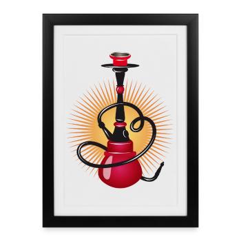 Stylised shisha in red – modern oriental design - Framed poster (27 × 37 cm) - black - Front