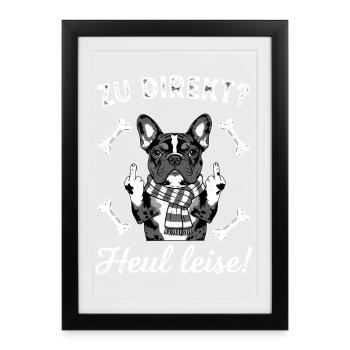 Bouledogue français cool - Affiche encadrée (27 × 37 cm) - noir - Devant