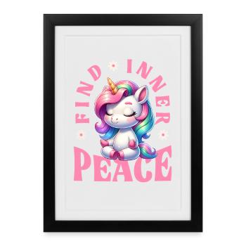 Find Inner Peace Unicorn Yoga - Framed poster (27 × 37 cm) - black - Front