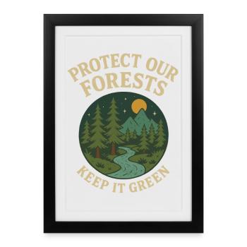 Forest protection nature motif - Framed poster (27 × 37 cm) - black - Front