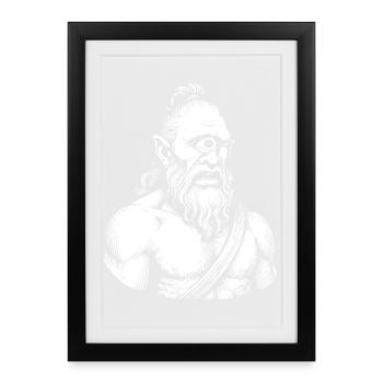Mythical Cyclops Warrior Illustration - Framed poster (27 × 37 cm) - black - Front
