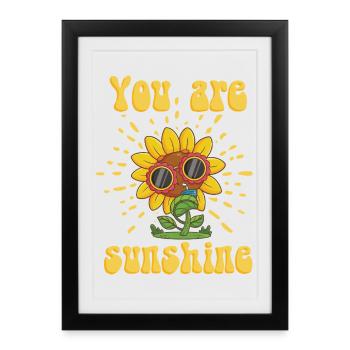 Radiant sunflower with sunglasses - Framed poster (27 × 37 cm) - black - Front