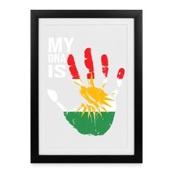 Kurdes du Kurdistan Conception à la main avec drapeau - Affiche encadrée (27 × 37 cm) - noir - Devant