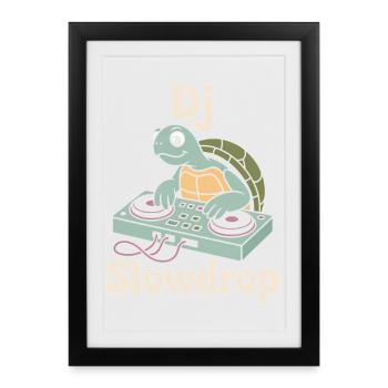 DJ Slowdrop Turtle at the DJ booth - Framed poster (27 × 37 cm) - black - Front