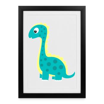 Cuddly dinosaur lucky charm - Framed poster (27 × 37 cm) - black - Front