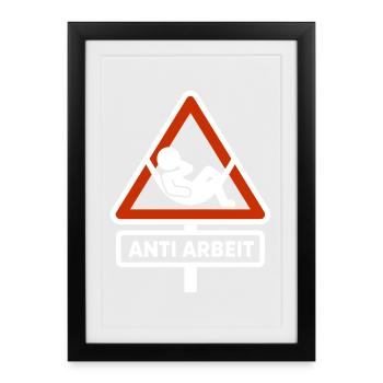 Panneau anti travail – Chemise anti-fraude au temps de travail Malle - Affiche encadrée (27 × 37 cm) - noir - Devant