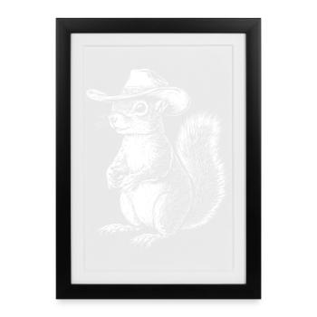 Squirrel Cowboy Hat Western - Framed poster (27 × 37 cm) - black - Front