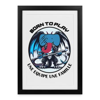 Born to Play Eishockey Monster - Gerahmtes Poster (27 × 37 cm) - Schwarz - Vorne