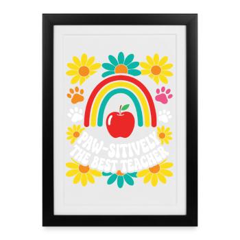 Paw-sitively le meilleur enseignant amoureux des chiens - Affiche encadrée (27 × 37 cm) - noir - Devant