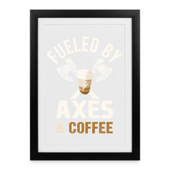 Mythologie viking Valhalla guerrier hache dictons - Affiche encadrée (27 × 37 cm) - noir - Devant