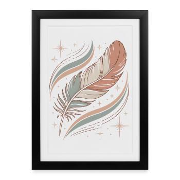 Plume d’âme boho - Affiche encadrée (27 × 37 cm) - noir - Devant