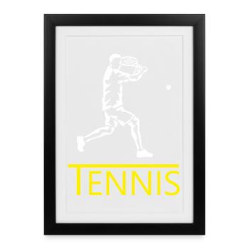 Tennis silhouette: player with racket - Framed poster (27 × 37 cm) - black - Front