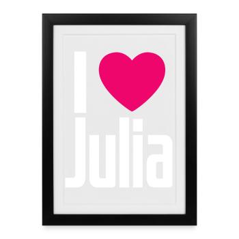 I Love Julia Pink Heart I Love Julia - Framed poster (27 × 37 cm) - black - Front