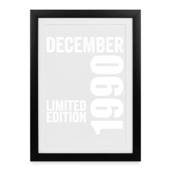 Cadeau Anniversaire Rétro - Décembre 1990 - Affiche encadrée (27 × 37 cm) - noir - Devant