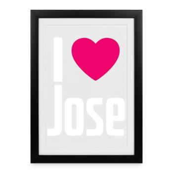 I Love Jose Pink Heart I Love Jose - Framed poster (27 × 37 cm) - black - Front