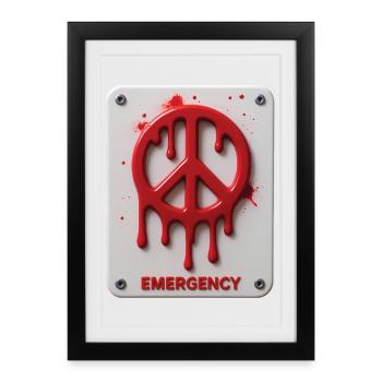 PEACE EMERGENCY #1 - peace & love - Affiche encadrée (27 × 37 cm) - noir - Devant