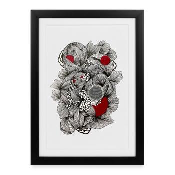 Black and white sheets with red accent - Framed poster (27 × 37 cm) - black - Front