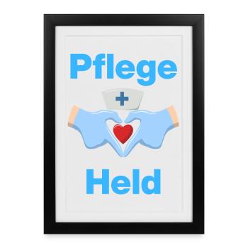 Héros des soins – Avec cœur et gants - Affiche encadrée (27 × 37 cm) - noir - Devant