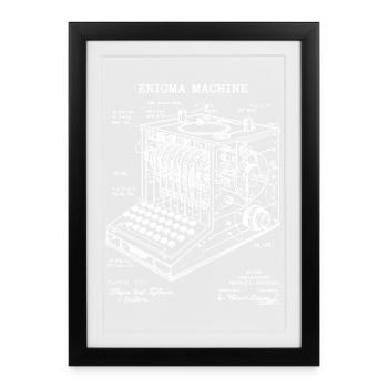 Plan de la machine Enigma - Affiche encadrée (27 × 37 cm) - noir - Devant