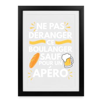 Baker Men's Aperitif Humour Gift Idea Funny Beer - Affiche encadrée (27 × 37 cm) - noir - Devant
