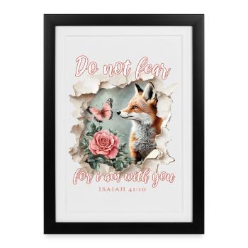 Bible Verse Christian Fox - Framed poster (27 × 37 cm) - black - Front