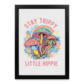Reste Petit Art psychédélique hippie psychédélique - Affiche encadrée (27 × 37 cm) - noir - Devant