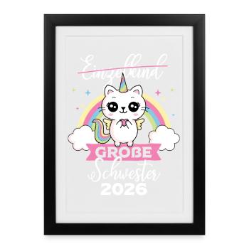 Only Child Big Sister 2026 Pregnancy - Framed poster (27 × 37 cm) - black - Front