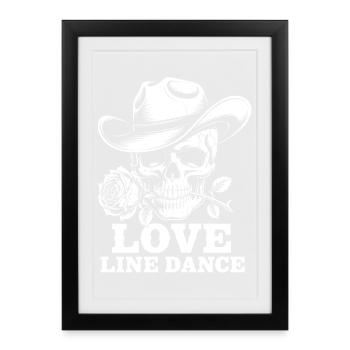 Danse en ligne d’amour Cowboy Skull - Affiche encadrée (27 × 37 cm) - noir - Devant