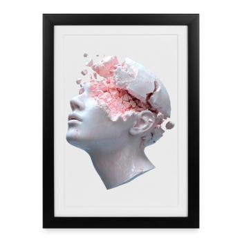 Decaying head, inner thoughts as debris - Framed poster (27 × 37 cm) - black - Front